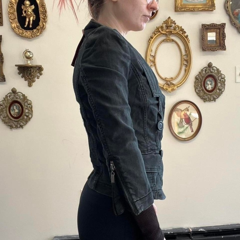 Vero Moda Vintage Y2K Goth Double Breasted Denim Jacket Extra Small Blue Cotton - Picture 3 of 6